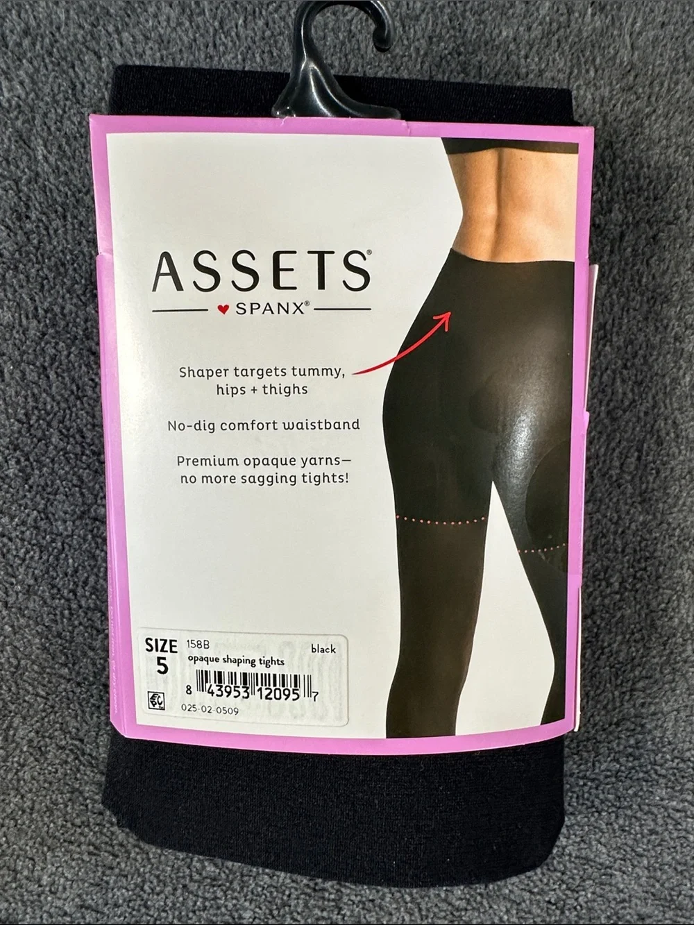 ASSETS by Spanx Black Opaque Shaping Tights NWT (Sz 5)